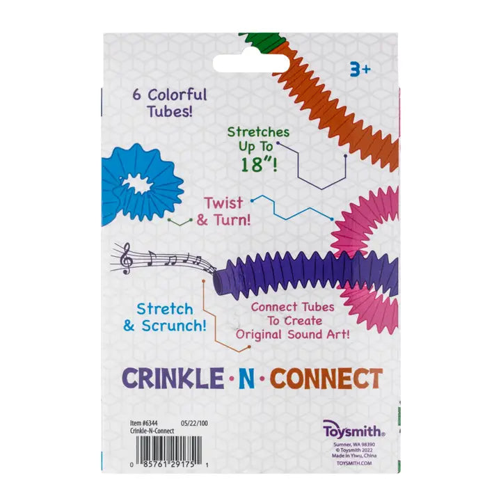 Toysmith Crinkle N' Connect, 6 Colors, 6 Tubes, Makes Sound