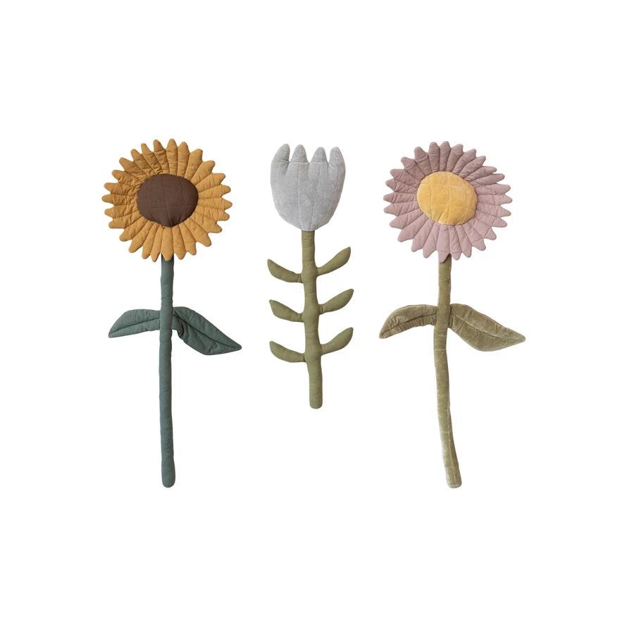 Creative Co- Op Cotton & Velvet Flower Wall Décor, 3 Styles