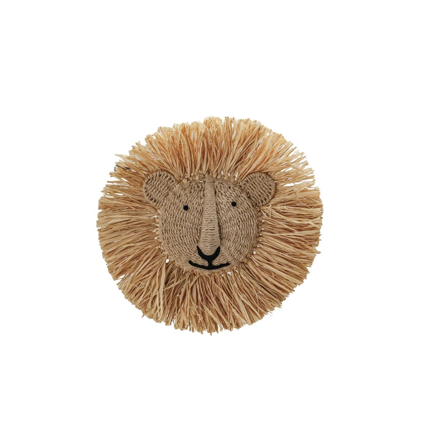 Creative Co-Op Paper Rope & Dried Raffia Lion Head Wall Décor