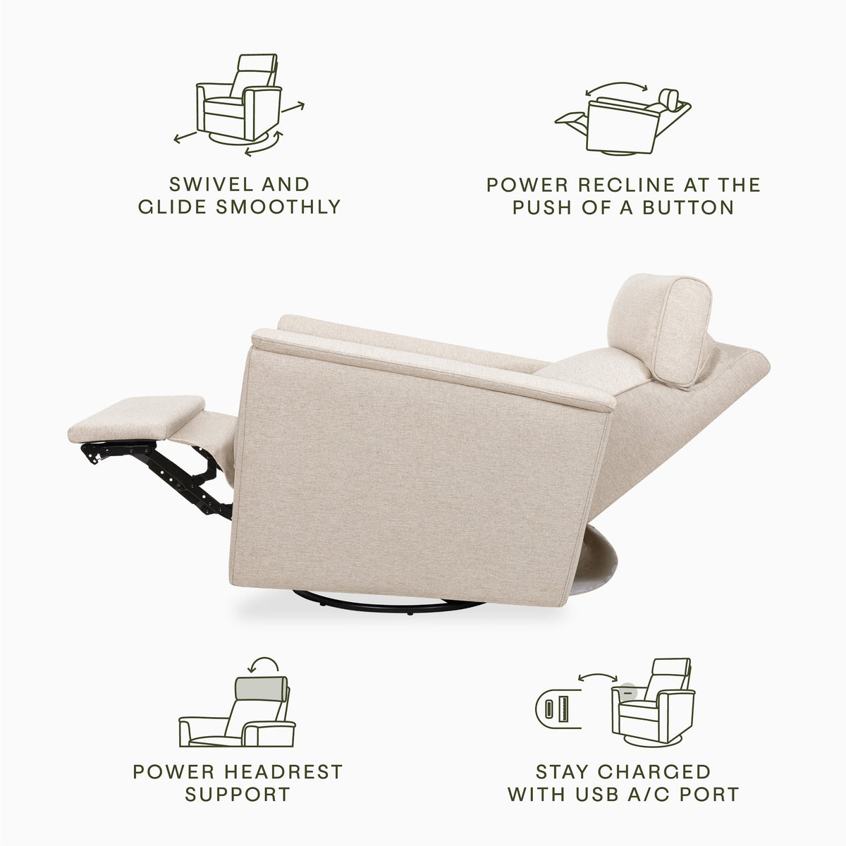 Monogram by Namesake Willa Plus Power Glider Recliner + Power Headrest