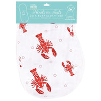 Little Hometown 2 in 1 Burp Cloth and Bib: Heads or Tails, Crawfish Lobster