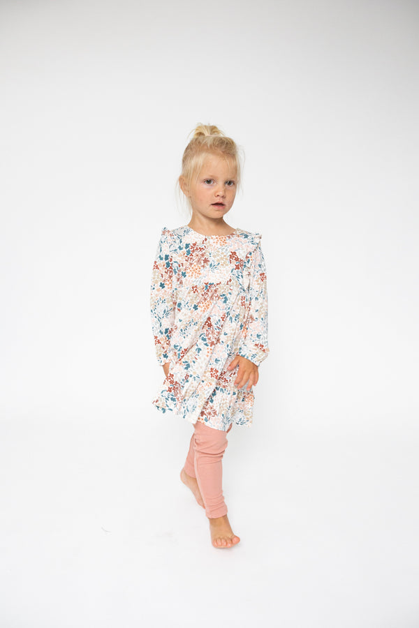 Angel Dear Painted Fall Floral Ruffle Tiered Dress and Legging