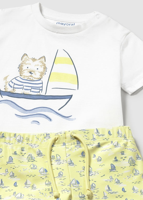 Mayoral Baby Swim Trunks and T-Shirt with Sun Protection II Dog