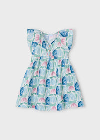 Mayoral Girl Geometric Floral Print Dress