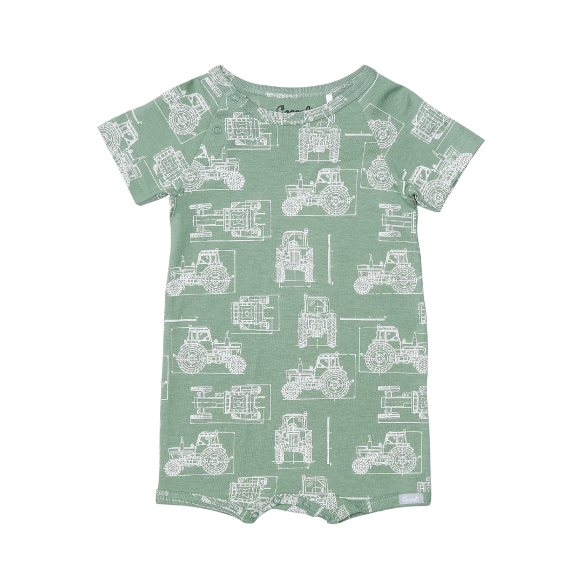 Coccoli Cotton Modal Romper-Tractors on Lily Pad