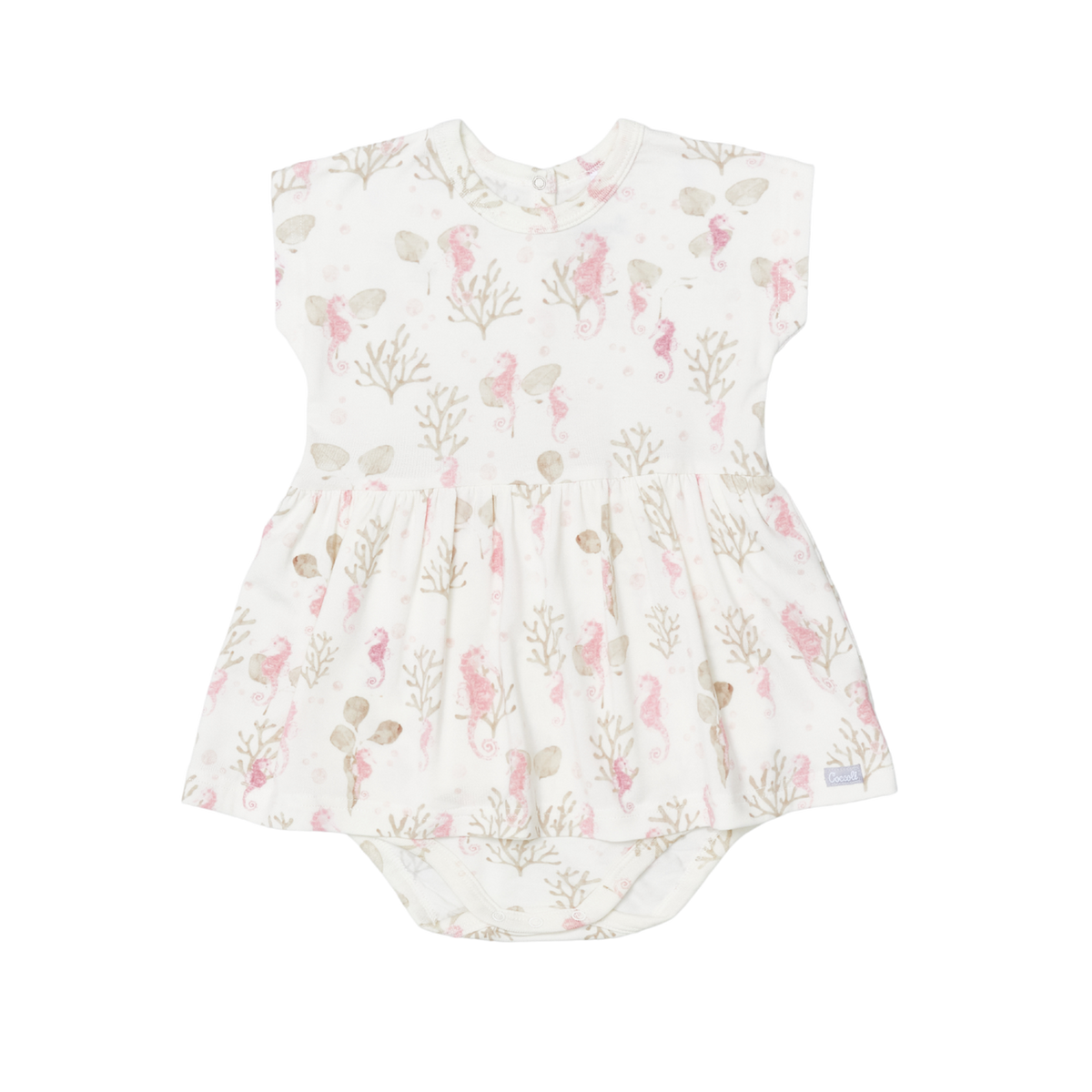 Coccoli Infant Girl Modal Romper-Seahorses on Cream