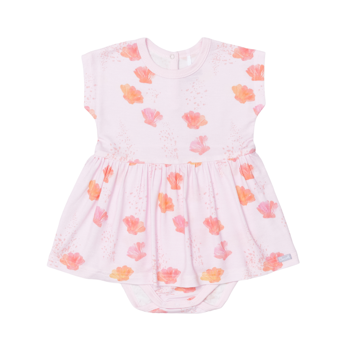 Coccoli Infant Girl Modal Romper: Seashells on Pink