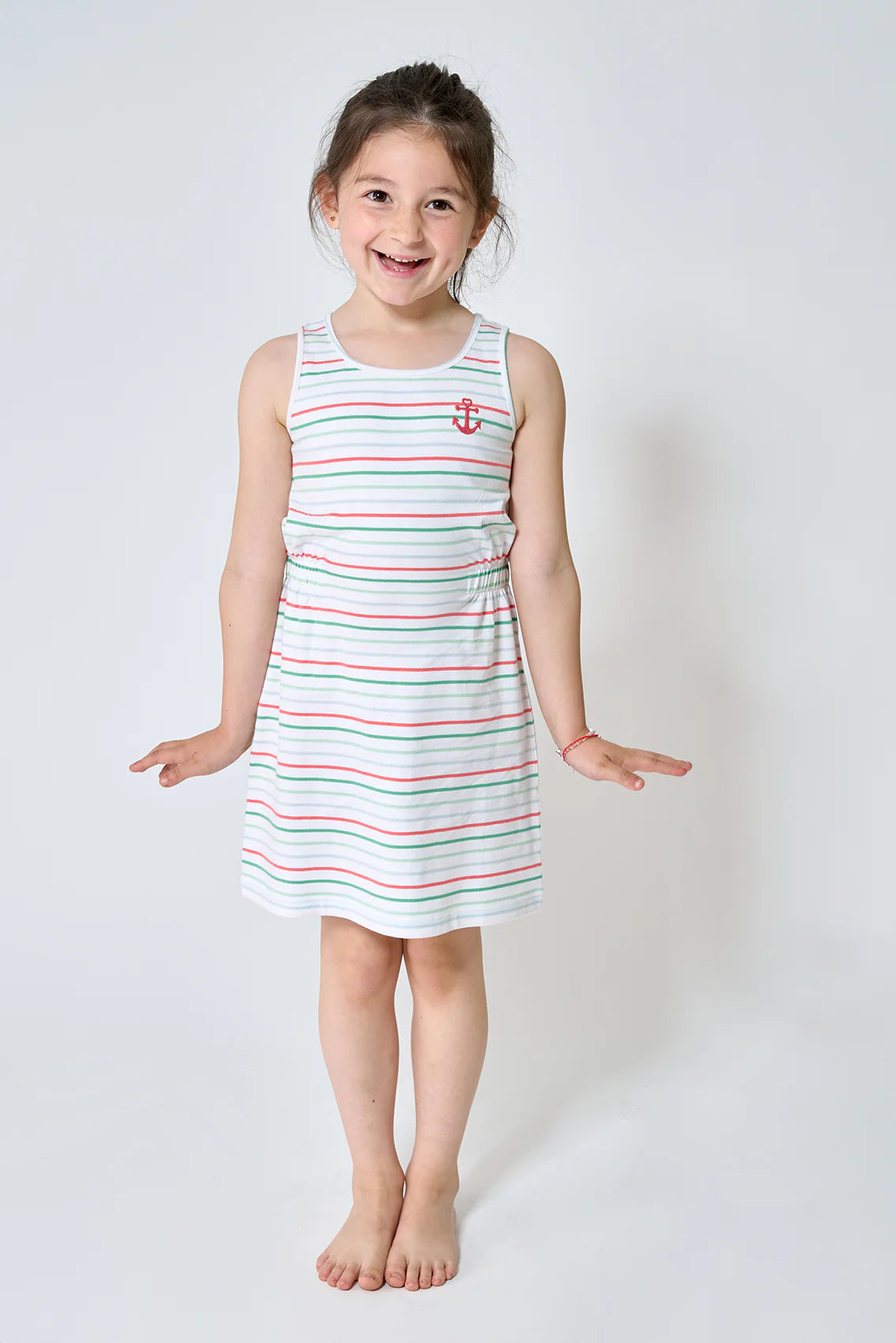 Batela Beautiful striped dress with anchor detail
