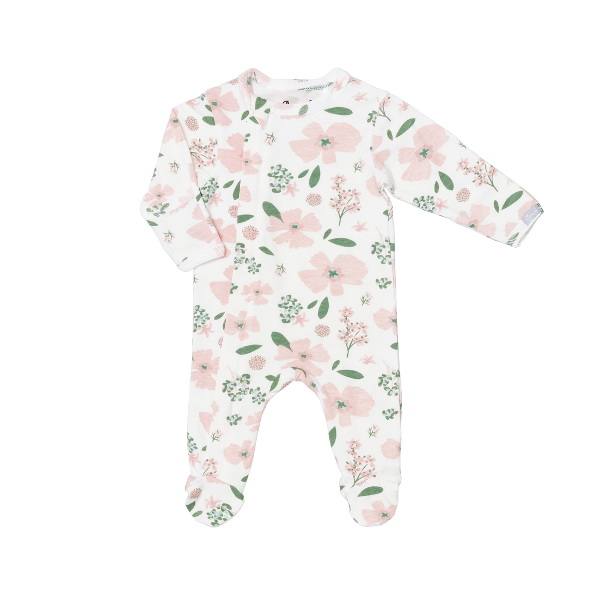 Coccoli Cotton-modal Zipper Footie-Floral on Cream