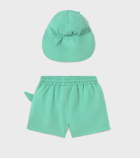 Mayoral Baby Swim Trunks and Interactive Hat Set with Sun Protection