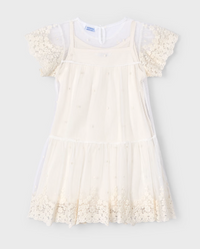 Mayoral Girl Embroidered Tulle Dress