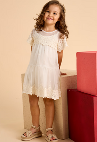 Mayoral Girl Embroidered Tulle Dress