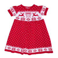 Nanducket Regal Red Knit Reindeer Sweater Dress