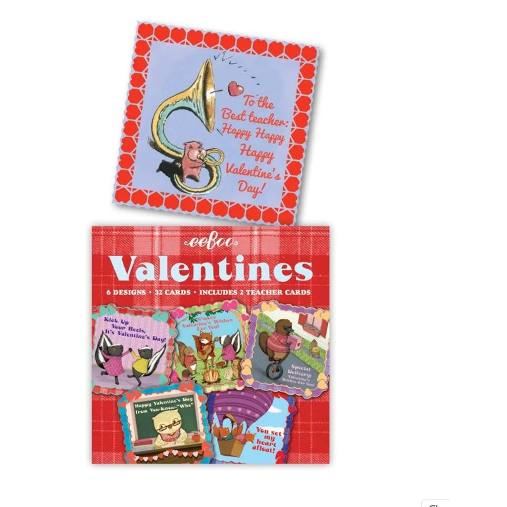 eeBoo Valentine's Cards Set of 32- 6 Designs