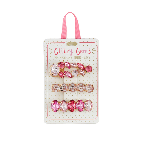 Mudpie Hot Pink Glitzy Hair Clips