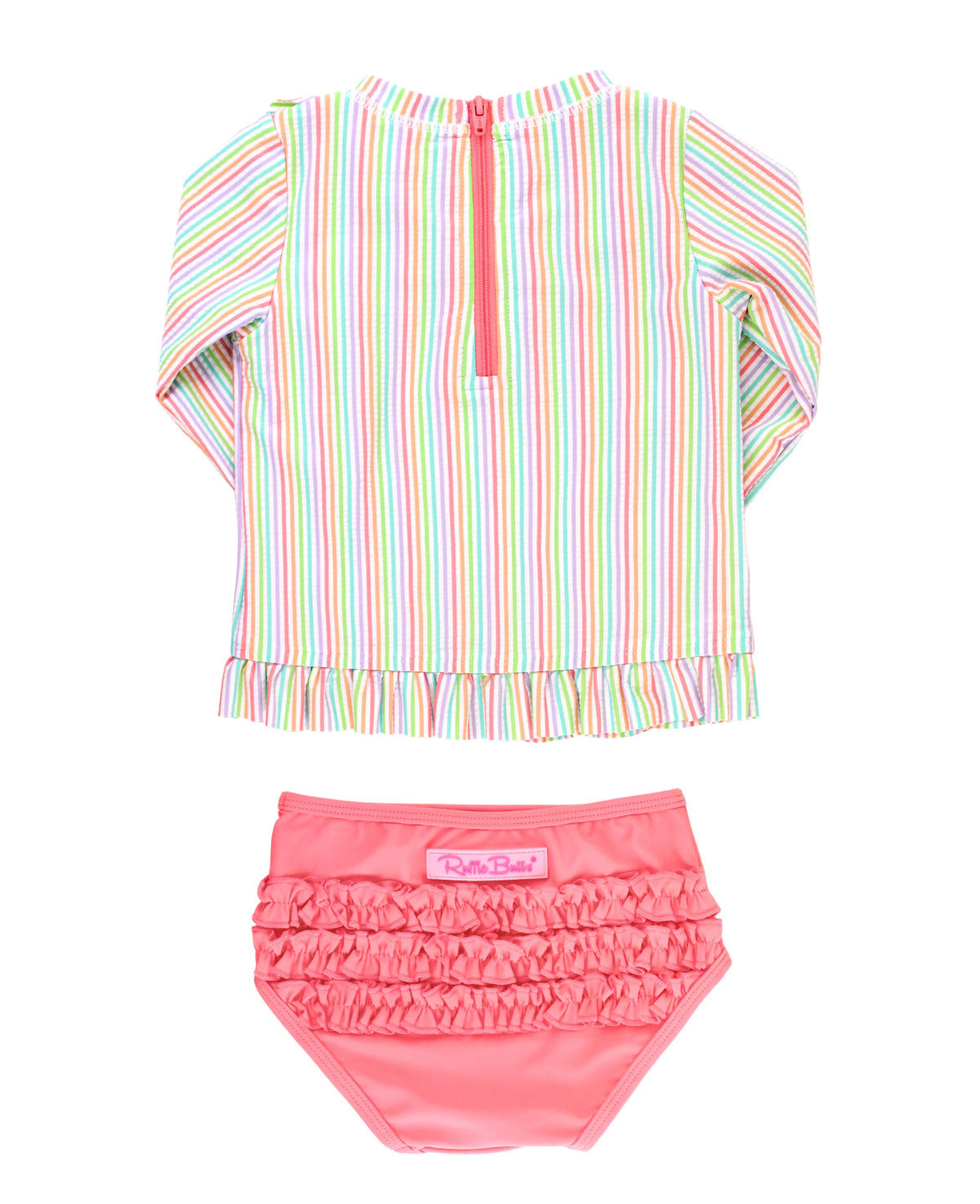 Ruffled Butts - Ruffled Long Sleeve Rash Guard 2-Piece Swimsuit