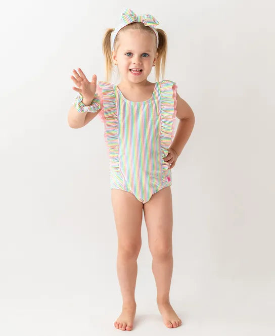 Ruffle Butts - Seersucker Waterfall One Piece Swim Suit