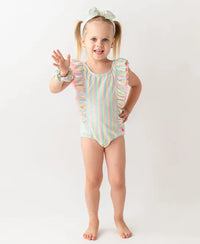 Ruffle Butts - Seersucker Waterfall One Piece Swim Suit