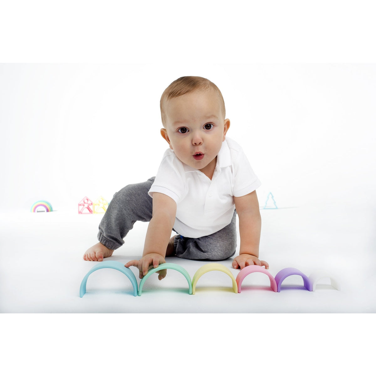 Dena Small Pastel Rainbow Silicone Stacking Toy