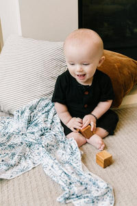 Copper Pearl Knit Swaddle Blanket - Indigo