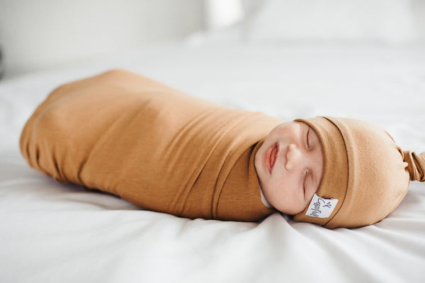 Copper Pearl Top Knot Hat - Camel
