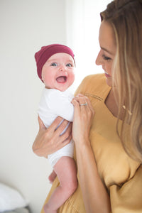 Copper Pearl Top Knot Hat - Ruby