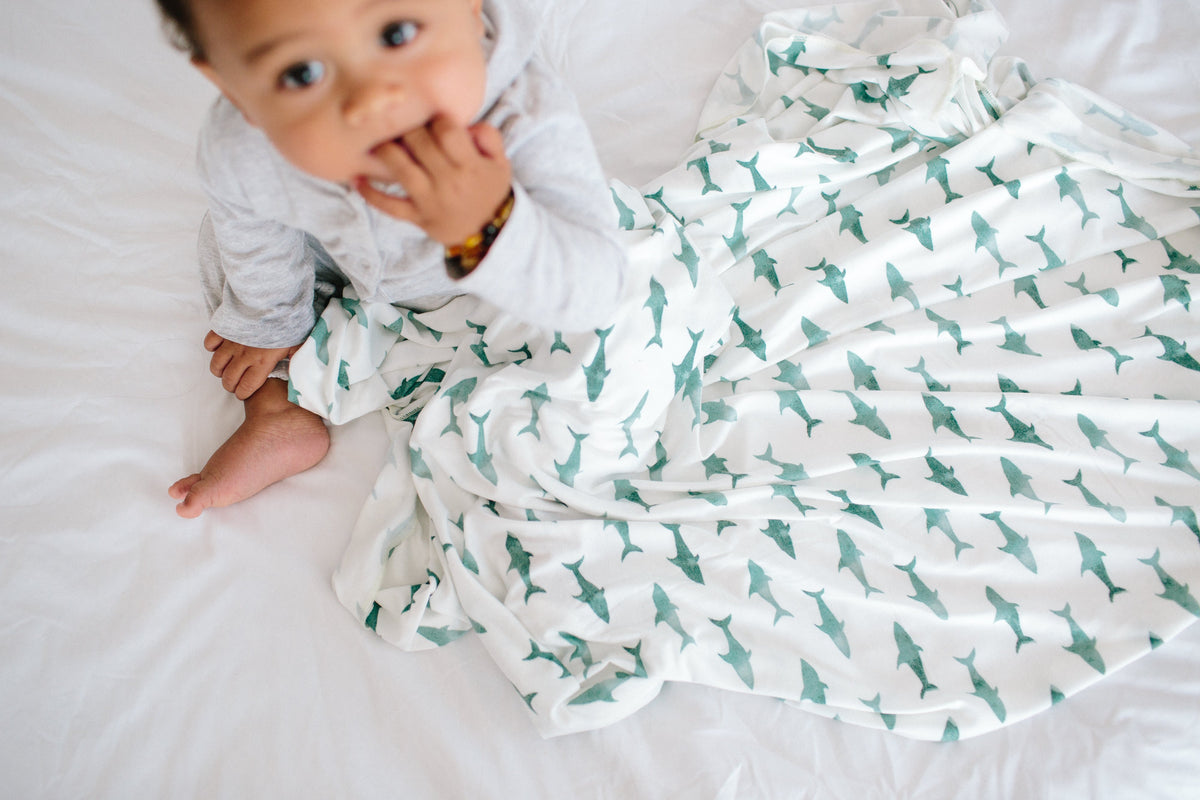 Copper Pearl Knit Swaddle Blanket - Pacific