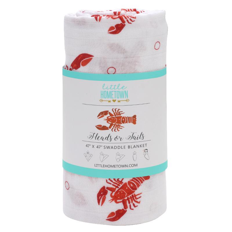 Little Hometown Heads and Tails Baby Muslin Swaddle Receiving Blanket