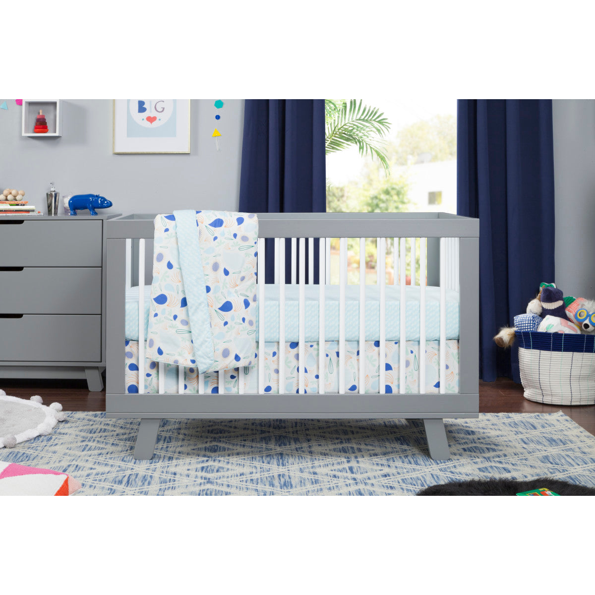 Babyletto Hudson 3-in-1 Convertible Crib with Toddler Bed Conversion Kit + 3-Drawer Changer Dresser Set