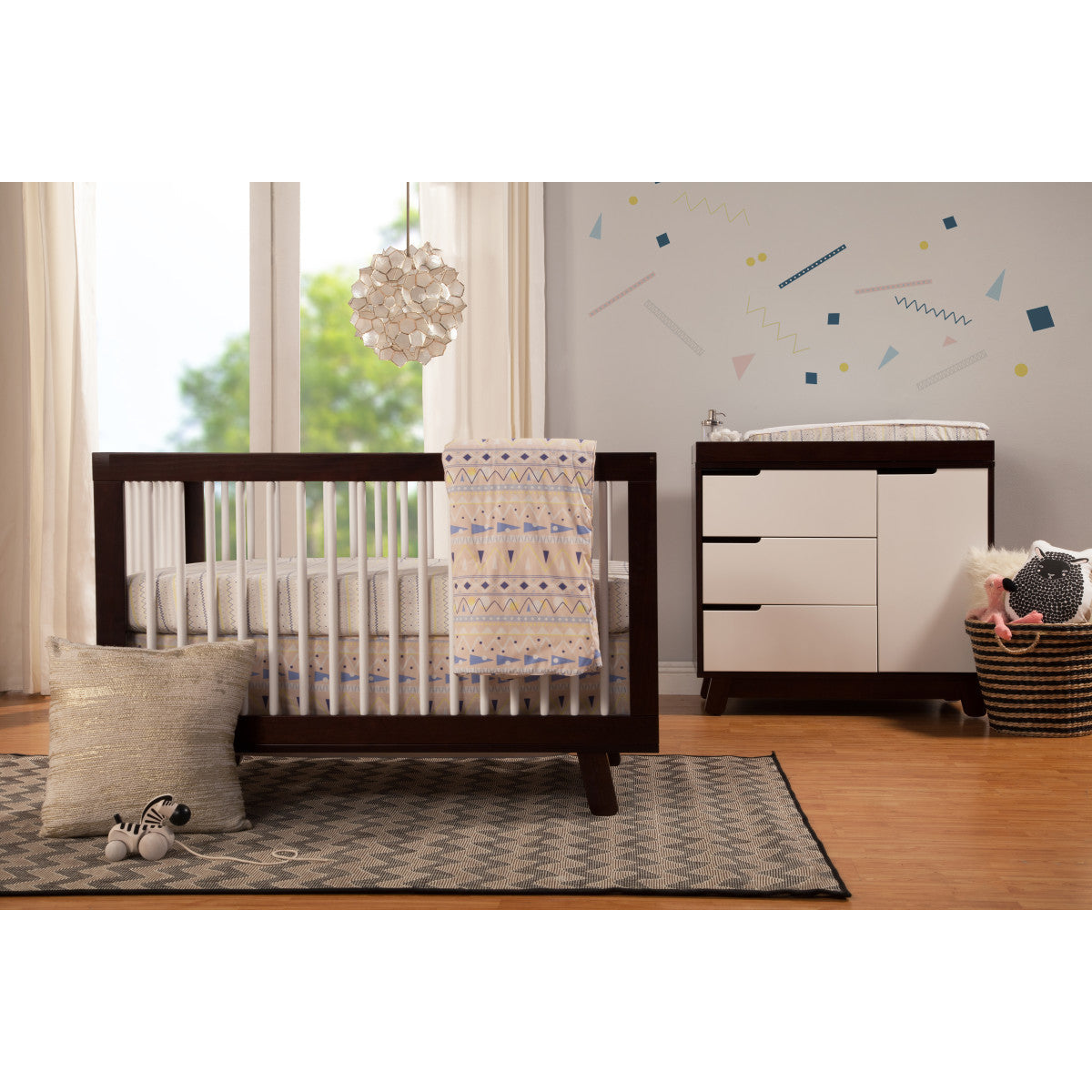 Babyletto Hudson 3-in-1 Convertible Crib with Toddler Bed Conversion Kit + 3-Drawer Changer Dresser Set