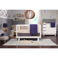 Babyletto Hudson 3-in-1 Convertible Crib with Toddler Bed Conversion Kit + 3-Drawer Changer Dresser Set
