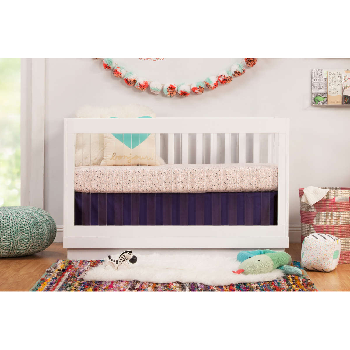 Babyletto Harlow 3-in-1 Convertible Acrylic Crib with Toddler Bed Conversion Kit