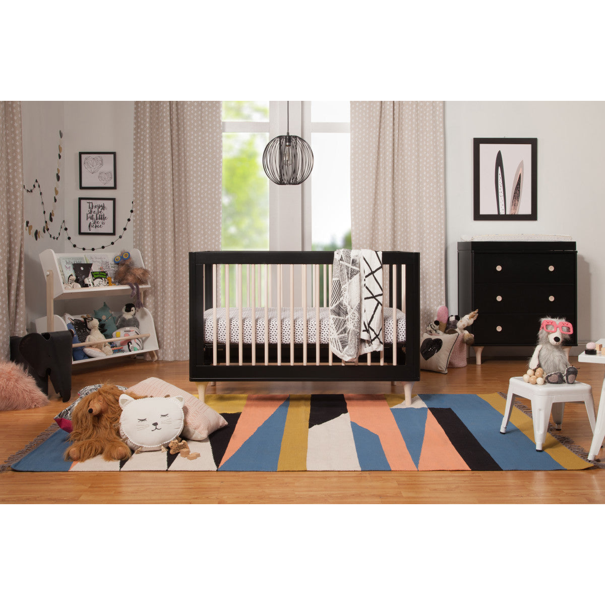 Babyletto Lolly 3-in-1 Convertible Crib with Toddler Bed Conversion Kit + 3-Drawer Changer Dresser Set