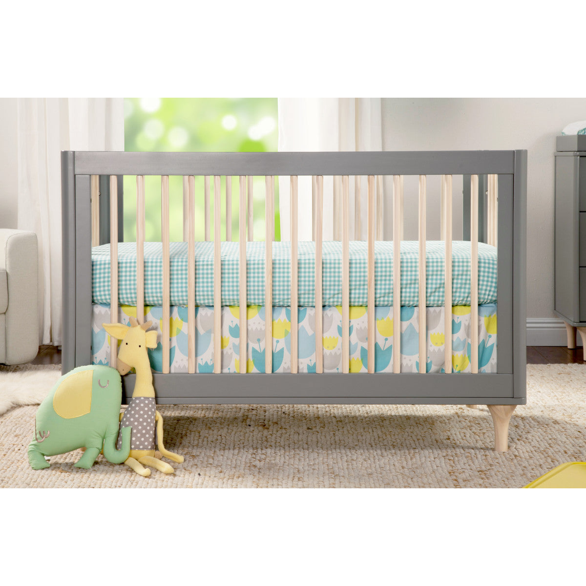 Babyletto Lolly 3-in-1 Convertible Crib with Toddler Bed Conversion Kit + 3-Drawer Changer Dresser Set
