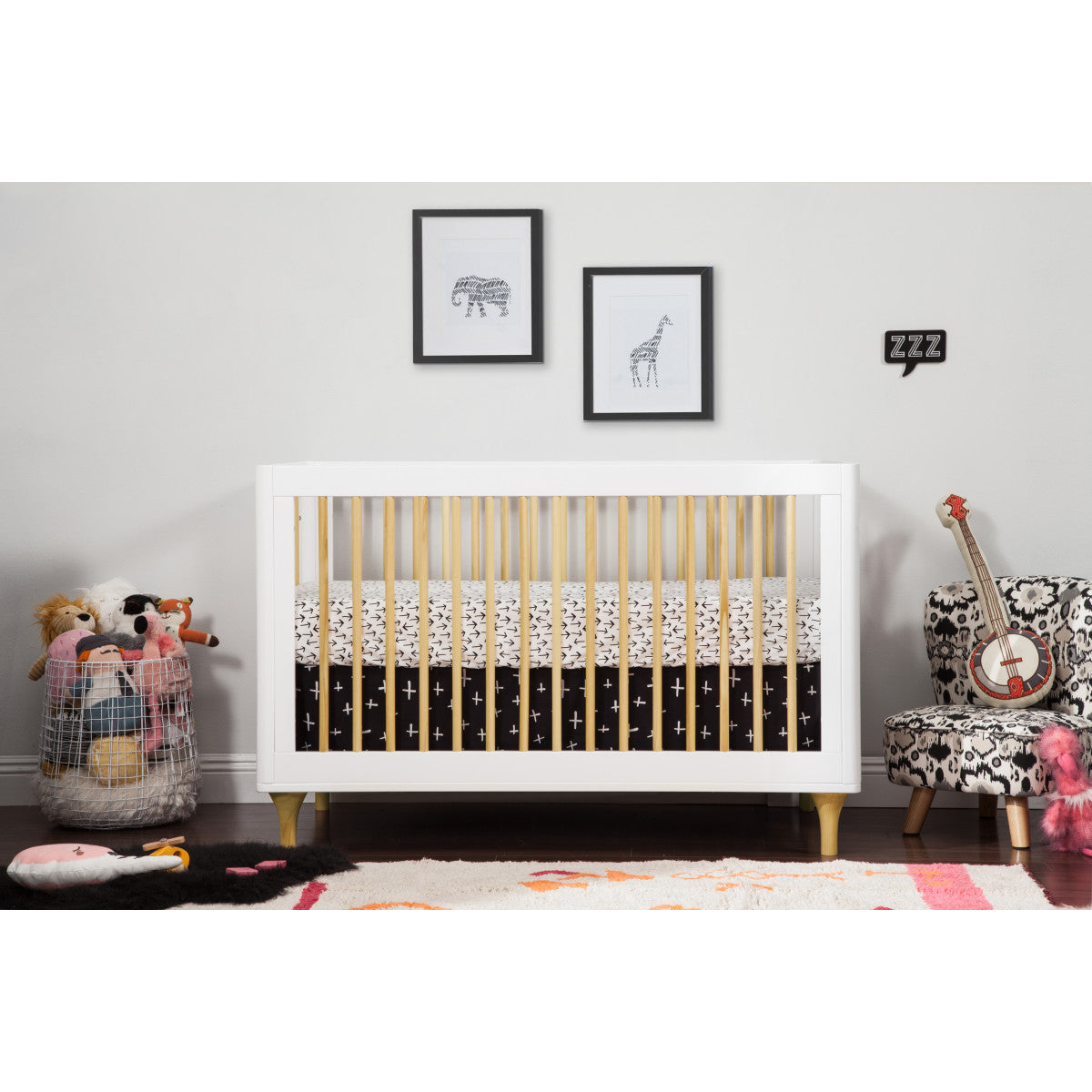 Babyletto Lolly 3-in-1 Convertible Crib with Toddler Bed Conversion Kit + 3-Drawer Changer Dresser Set