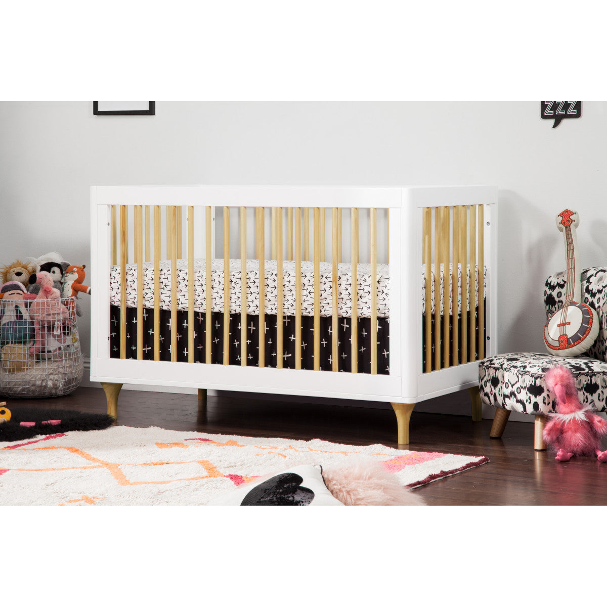 Babyletto Lolly 3-in-1 Convertible Crib with Toddler Bed Conversion Kit + 3-Drawer Changer Dresser Set