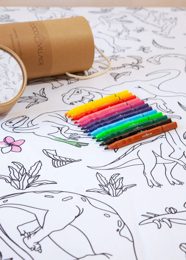 Coco Village Coloring Washable Tablecloth & Marker Set