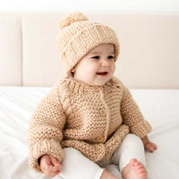 Huggalugs Latte Garter Stitch Cardigan Sweater