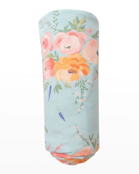 Angel Dear Bamboo Swaddle- Blue Peonies