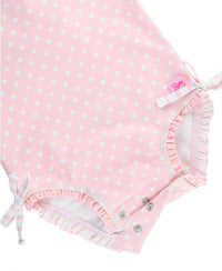 Ruffle Butts One Piece Rash Guard - Pink Polka Dot