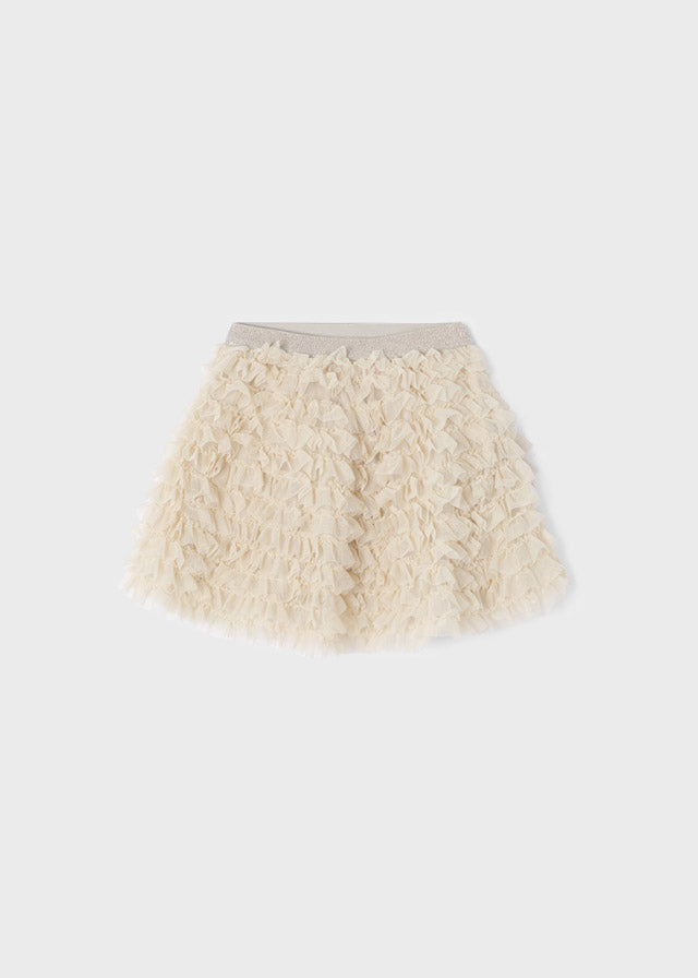 Mayoral Ruffled Tulle Skirt Girl - Champagne