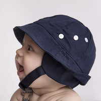Huggalugs Tyrolean Navy or White  UPF 50+ Hat with Chinstrap for Babies and Toddlers